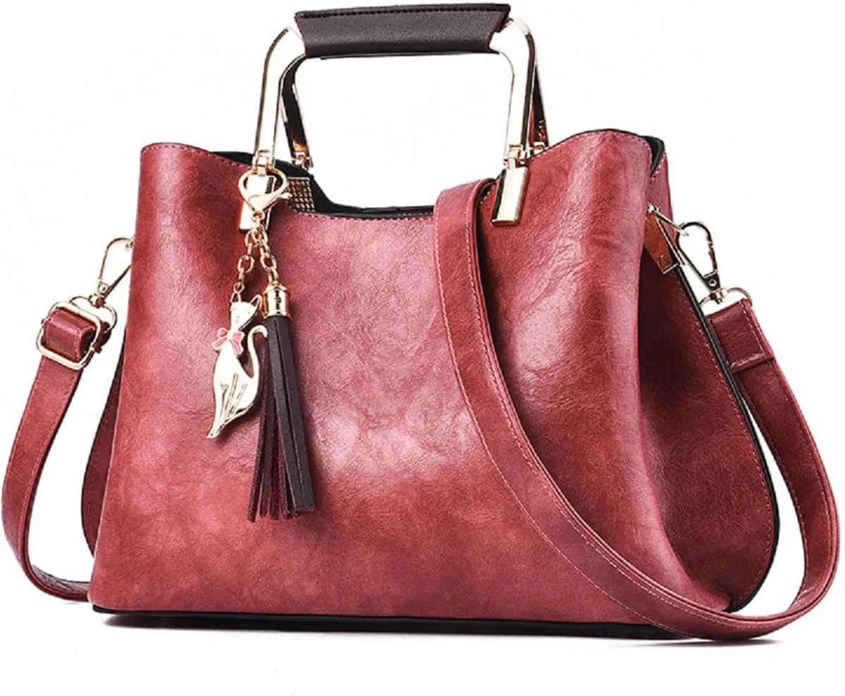 Womens Handbags and Purses Fashion Top Handle Satchel Tote PU Leather Shoulder Bags