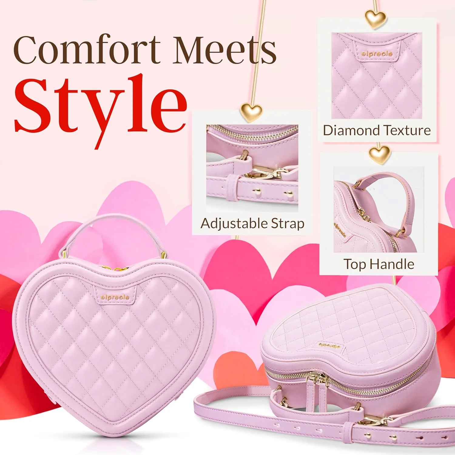 Women's Heart Shaped Purse, Designer Crossbody Handbag, Valentine's, Birthday, Wedding Gift Ideas for Her