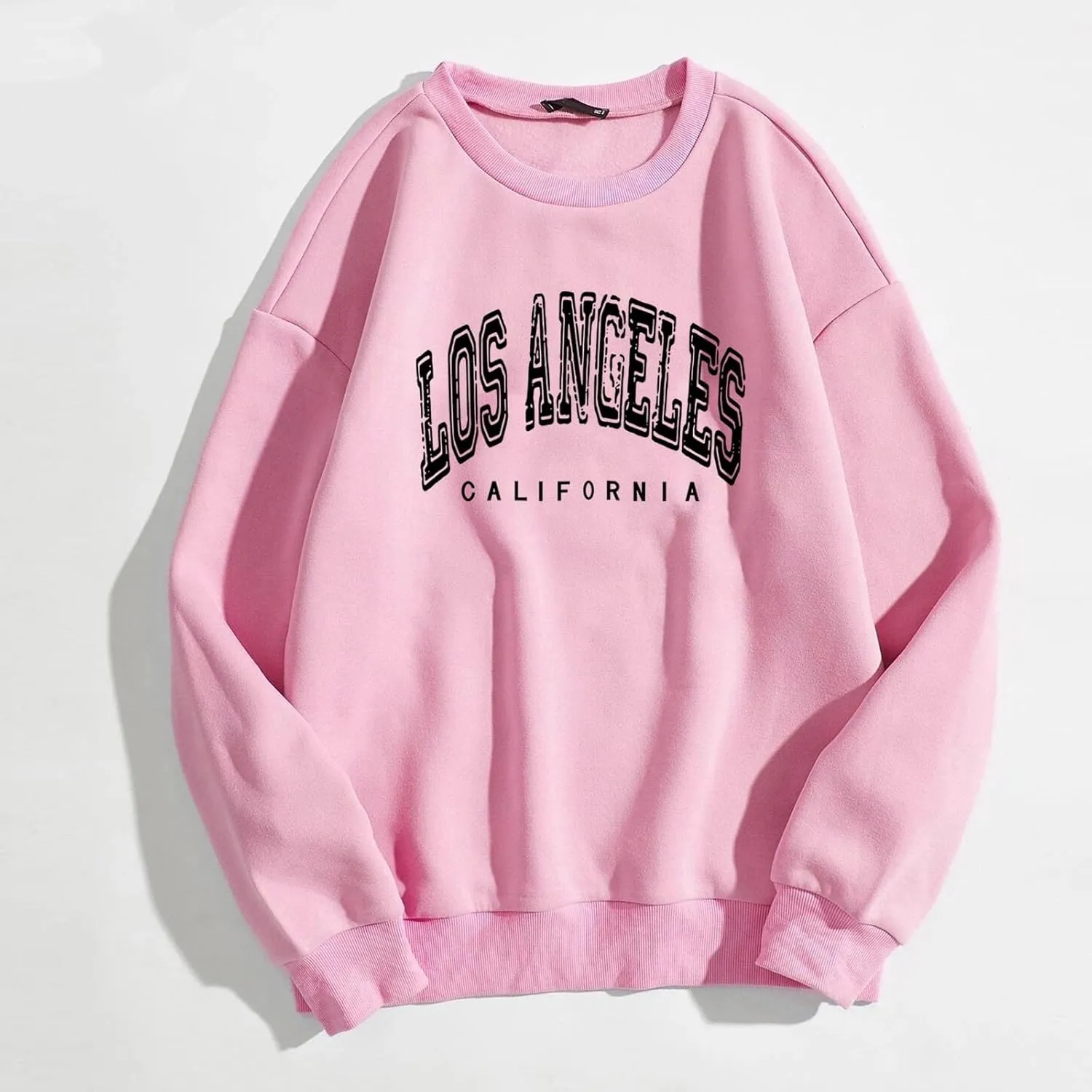 Women's Letter Graphic Printed Long Sleeve Pullover Drawstring Hoodie Sweatshirt Los Angeles Califorlnia Sweatshrits