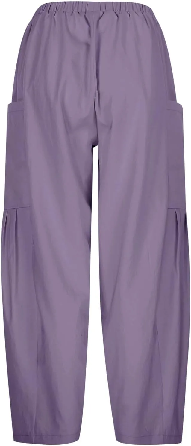 Womens Linen Wide Leg Pants Casual Palazzo Drawstring Summer Beach Travel Vacation Palazzo Harem Pants with Pockets
