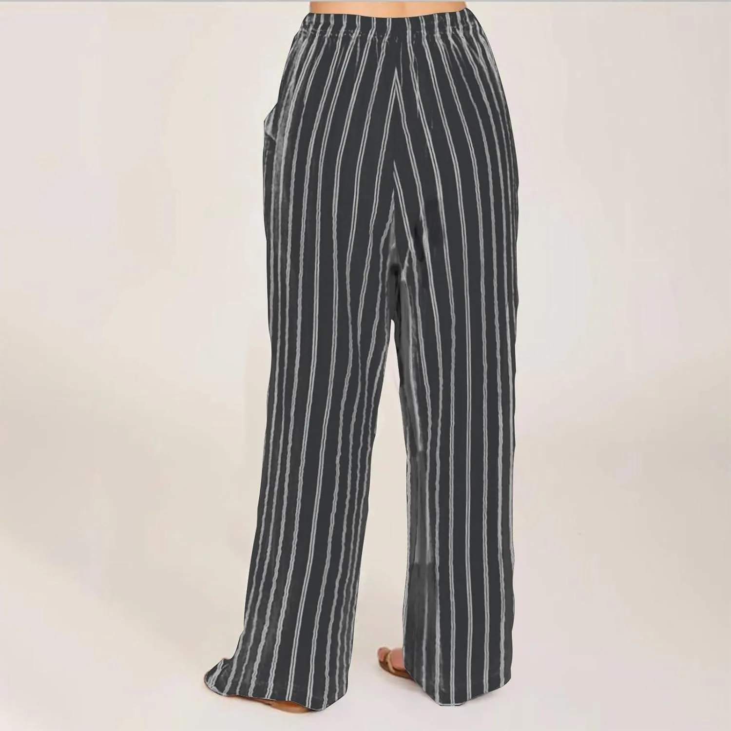 Women's Plaid Wide Leg Culotte Pants Gingham High Elastic Waisted Cropped Palazzo Pants with Pockets