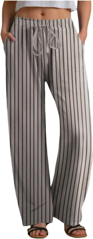 Women's Plaid Wide Leg Culotte Pants Gingham High Elastic Waisted Cropped Palazzo Pants with Pockets