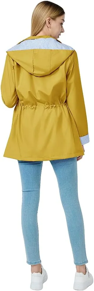 Women's raincoat windbreaker waterproof lightweight lining detachable hooded rainproof jacket