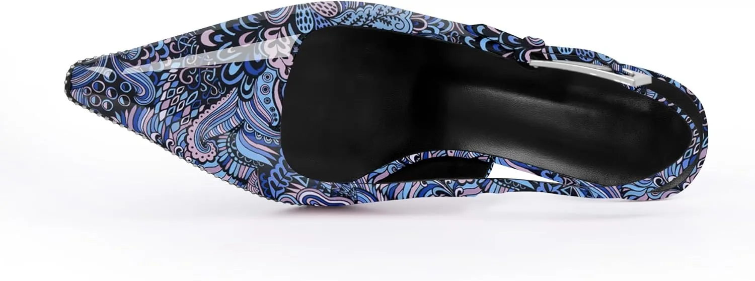 Women's Sexy Slingback Square Toe Stiletto High Heel Buckle Strap Dress Pumps