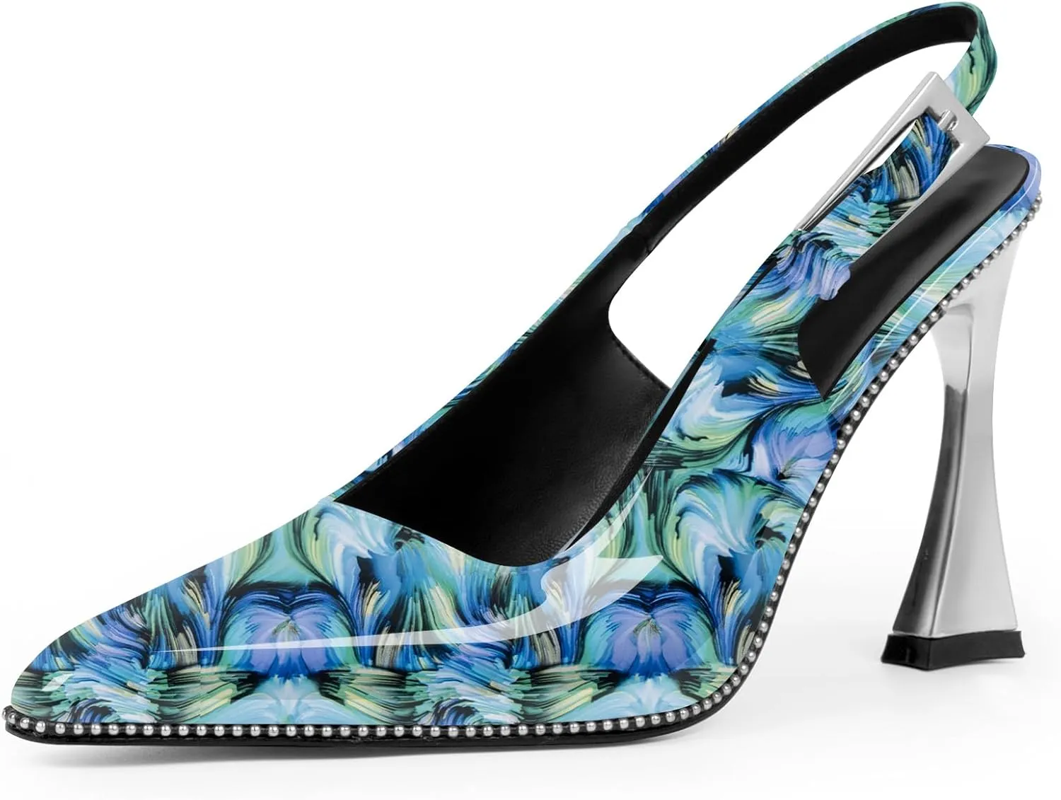 Women's Sexy Slingback Square Toe Stiletto High Heel Buckle Strap Dress Pumps