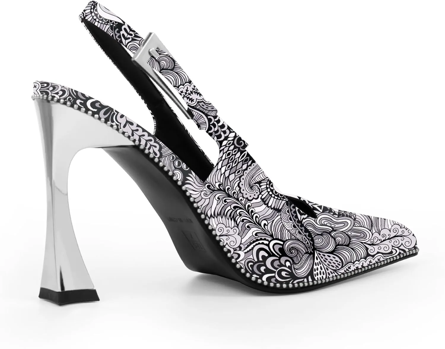Women's Sexy Slingback Square Toe Stiletto High Heel Buckle Strap Dress Pumps