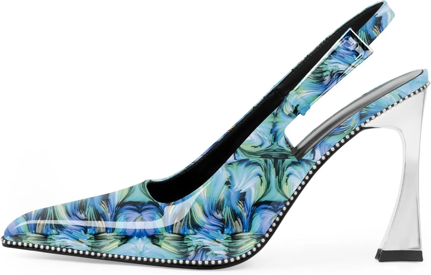 Women's Sexy Slingback Square Toe Stiletto High Heel Buckle Strap Dress Pumps