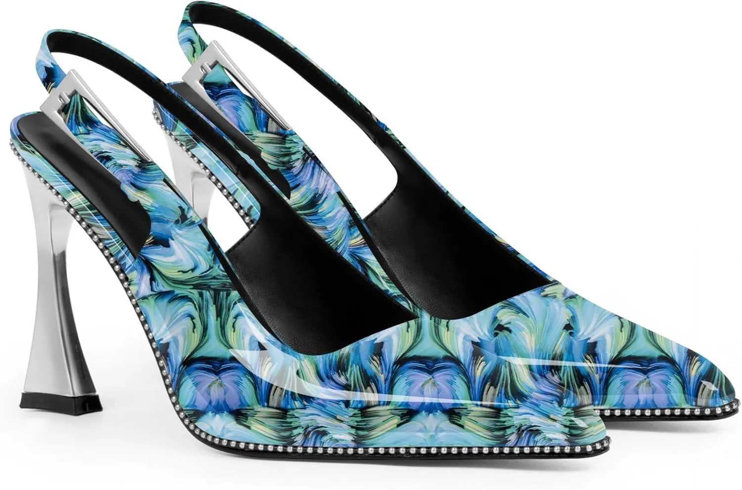 Women's Sexy Slingback Square Toe Stiletto High Heel Buckle Strap Dress Pumps