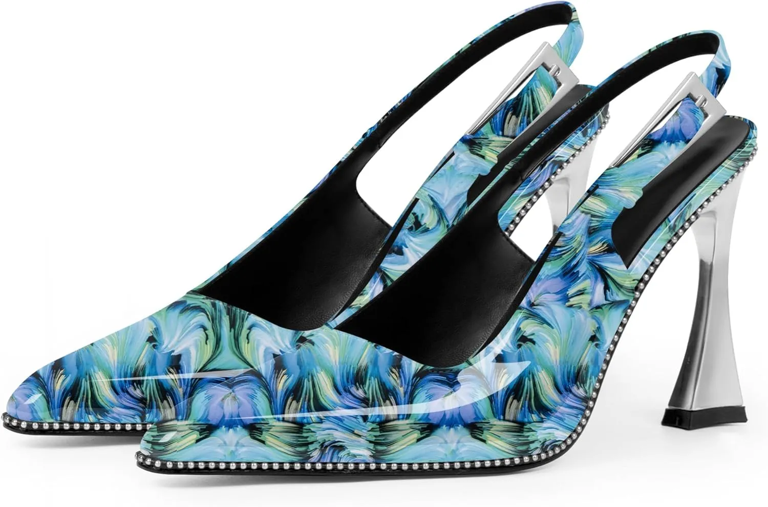 Women's Sexy Slingback Square Toe Stiletto High Heel Buckle Strap Dress Pumps