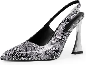 Women's Sexy Slingback Square Toe Stiletto High Heel Buckle Strap Dress Pumps