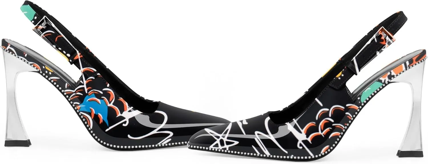 Women's Sexy Slingback Square Toe Stiletto High Heel Buckle Strap Dress Pumps