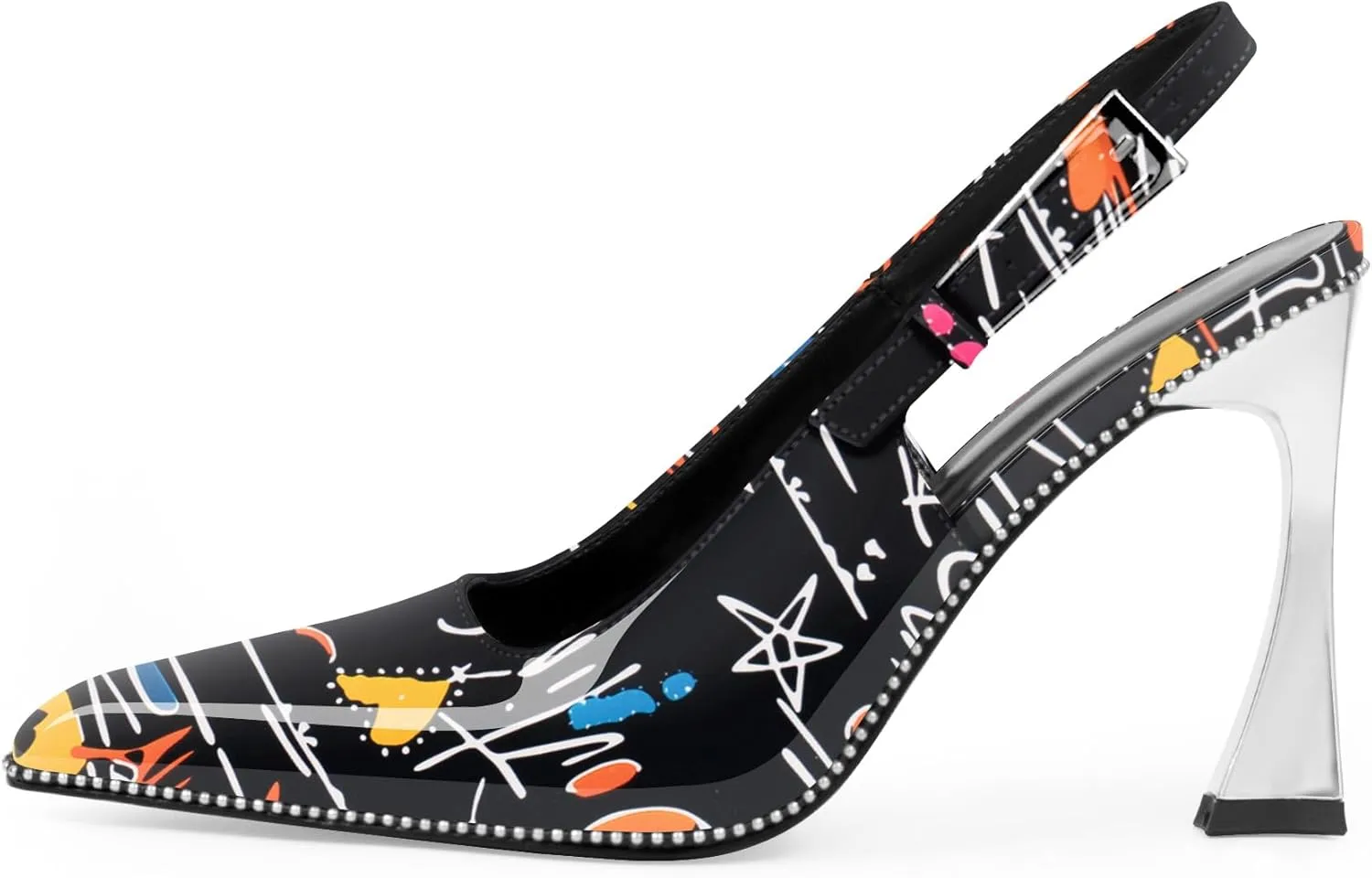 Women's Sexy Slingback Square Toe Stiletto High Heel Buckle Strap Dress Pumps