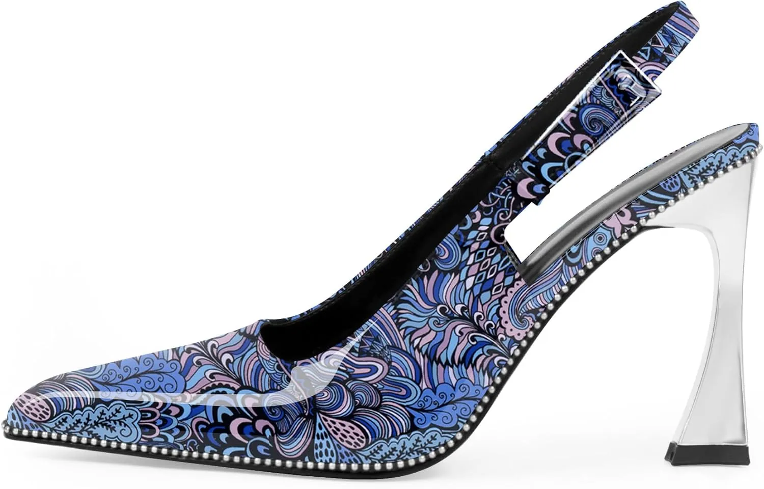 Women's Sexy Slingback Square Toe Stiletto High Heel Buckle Strap Dress Pumps
