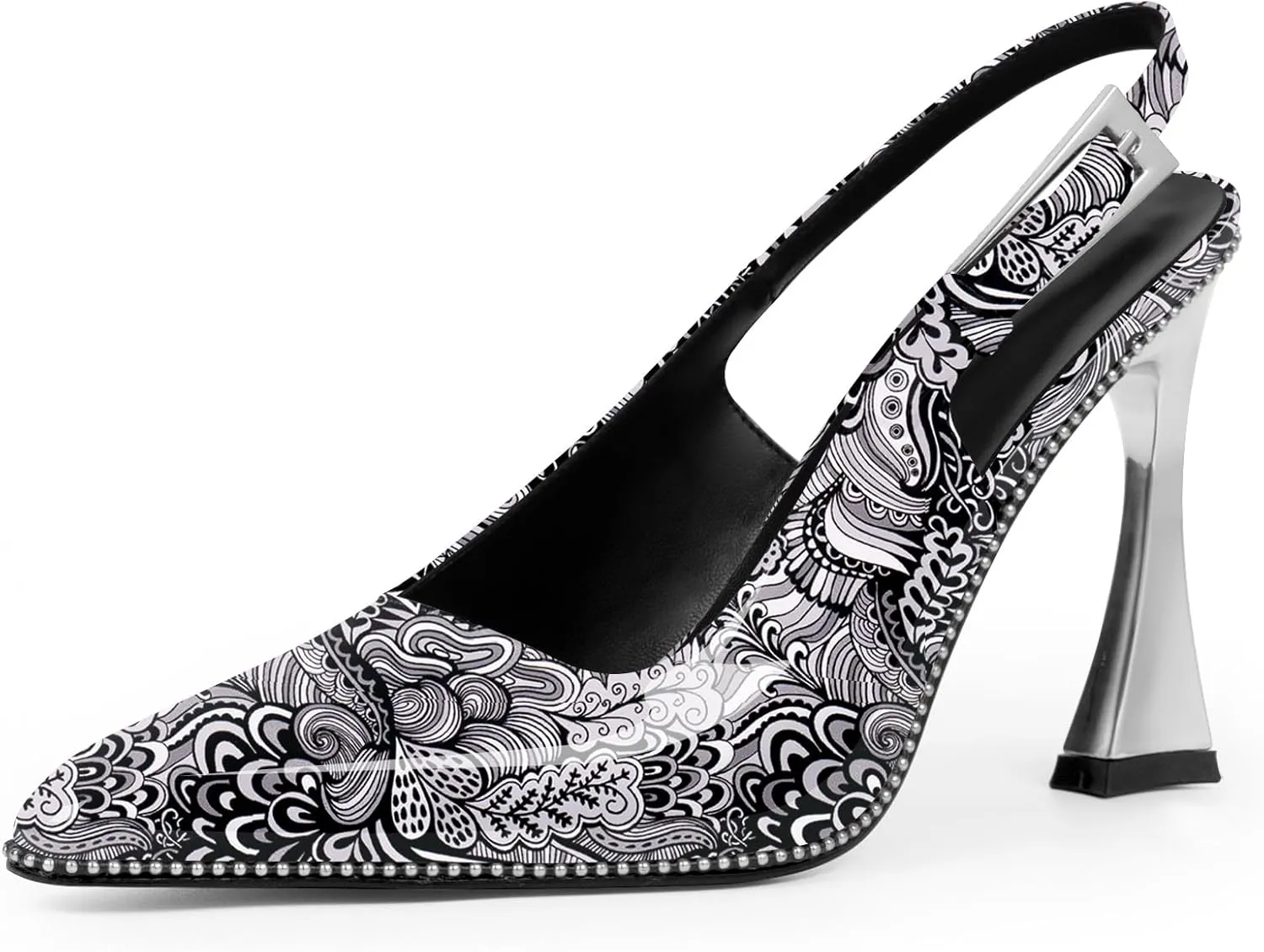 Women's Sexy Slingback Square Toe Stiletto High Heel Buckle Strap Dress Pumps