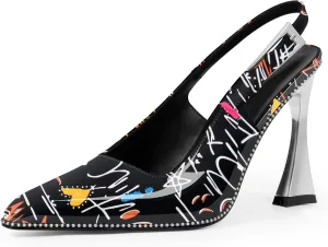 Women's Sexy Slingback Square Toe Stiletto High Heel Buckle Strap Dress Pumps
