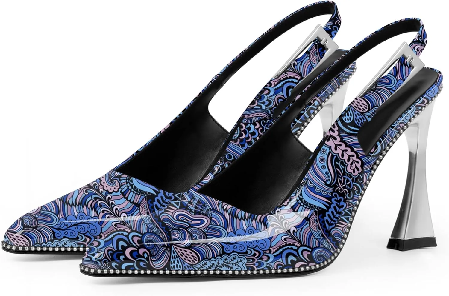Women's Sexy Slingback Square Toe Stiletto High Heel Buckle Strap Dress Pumps