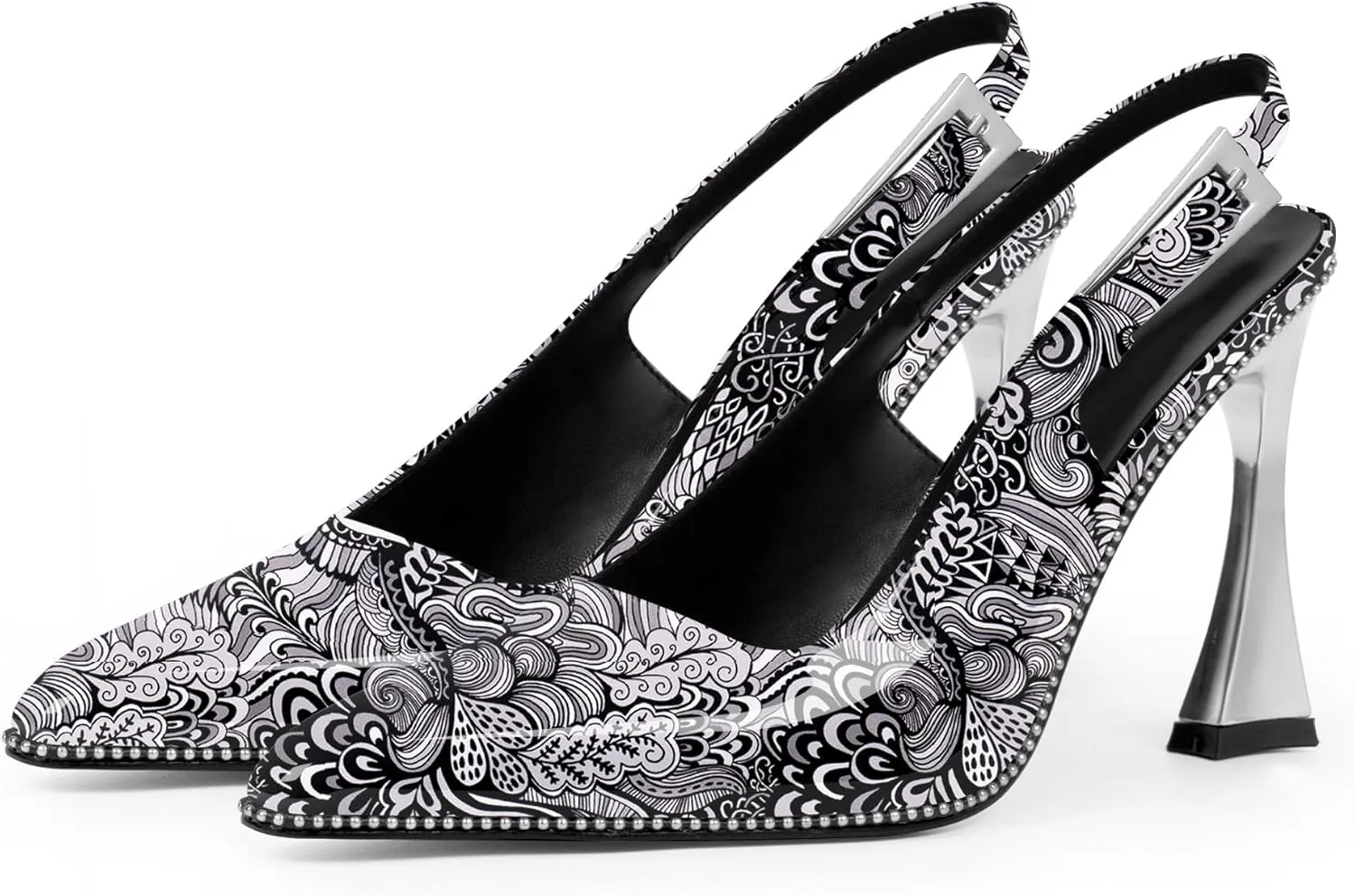 Women's Sexy Slingback Square Toe Stiletto High Heel Buckle Strap Dress Pumps