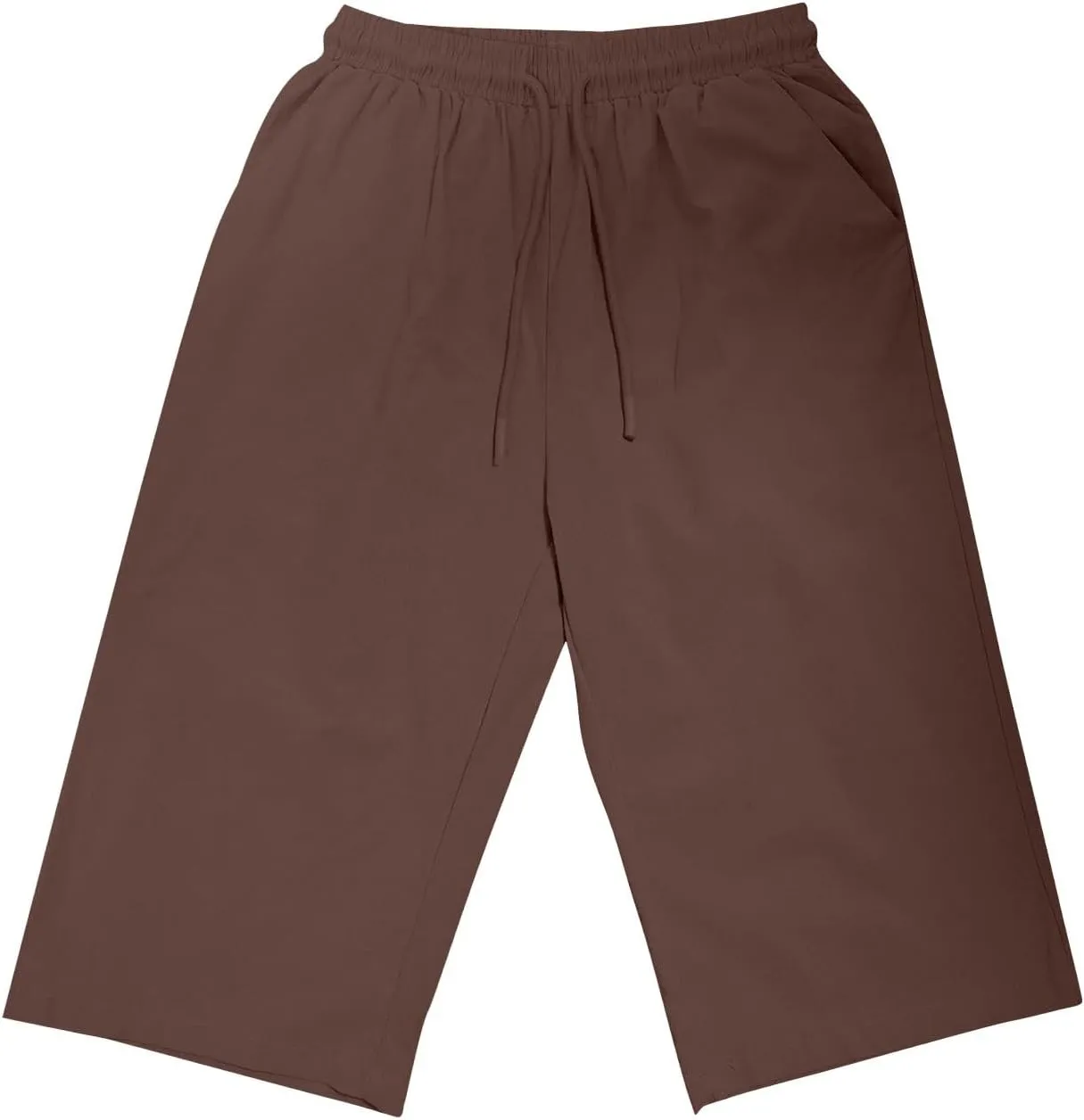 Womens Shorts 2025 Summer Linen Wide Leg Pants Drawstring High Waist Bermuda Pants with Pockets Casual Beach Shorts