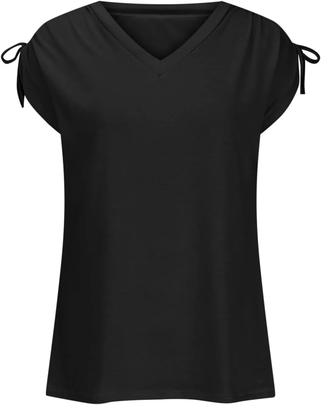 Womens Summer Tops Spring Drawstring Shirts Trendy Vacation Outfits Short Sleeve Tshirts Fashion Casual Blouses