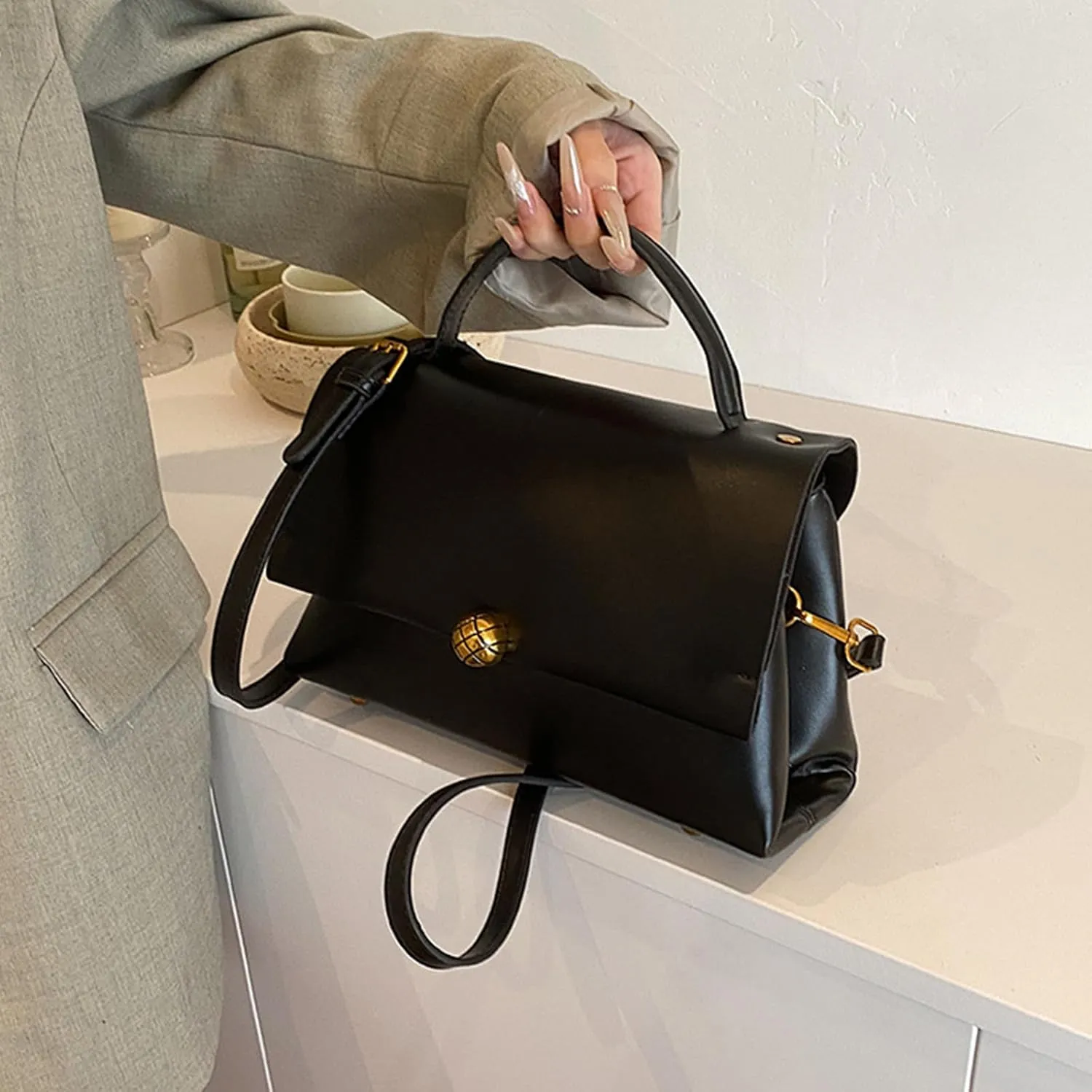 Women's Top Handle Purse Vintage Ladies Crossbody Purses Top Handle Handbags Satchel Bags for Women