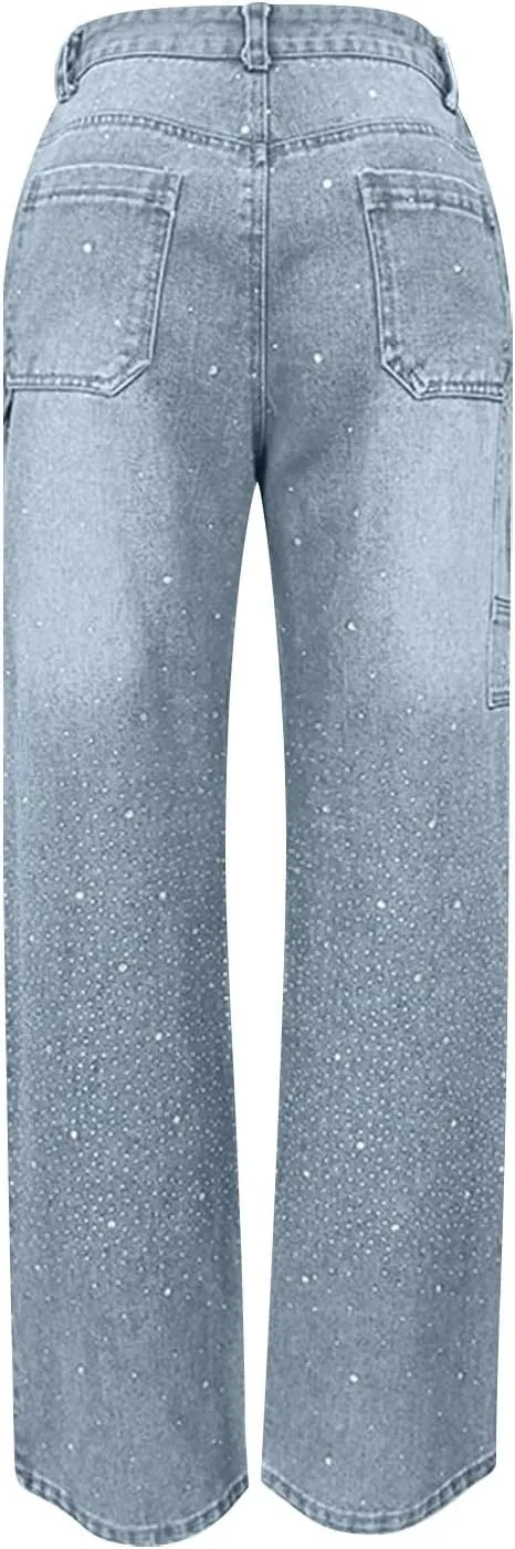 Women's Wide Leg Baggy Jeans Elastic Low Rise Barrel Jean Loose Y2K Boyfriend Denim Cropped Pants with Drawstring