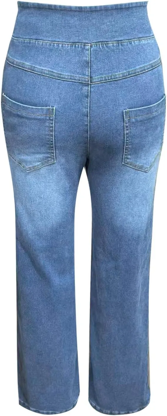 Women's Wide Leg Jeans High Waisted Baggy Stretchy Straight Leg Jeans Loose Trendy Denim Pants with Pocket