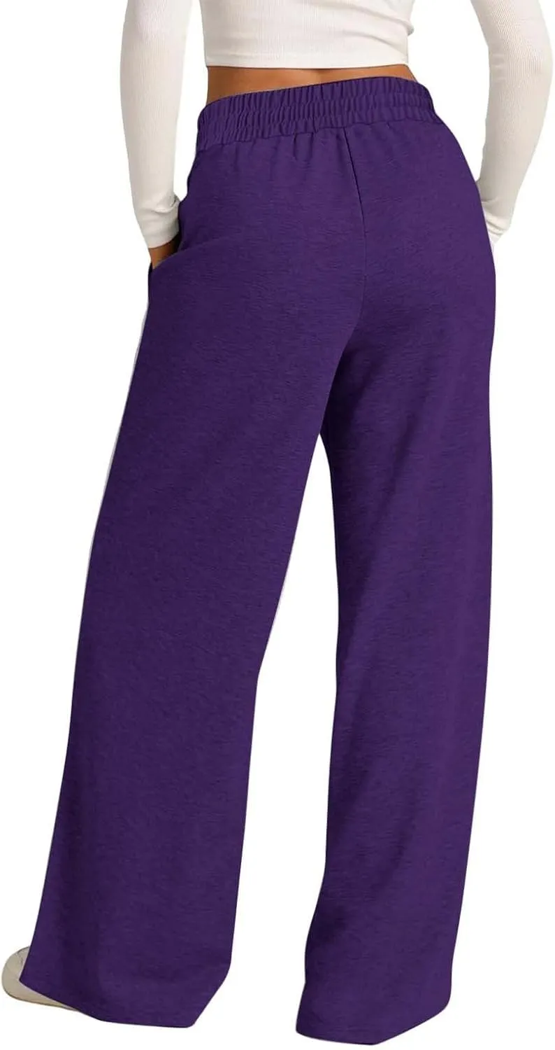 Women's Wide Leg Sweatpant High Waist Baggy Casual Drawstring Running Joggers Pants with Pockets