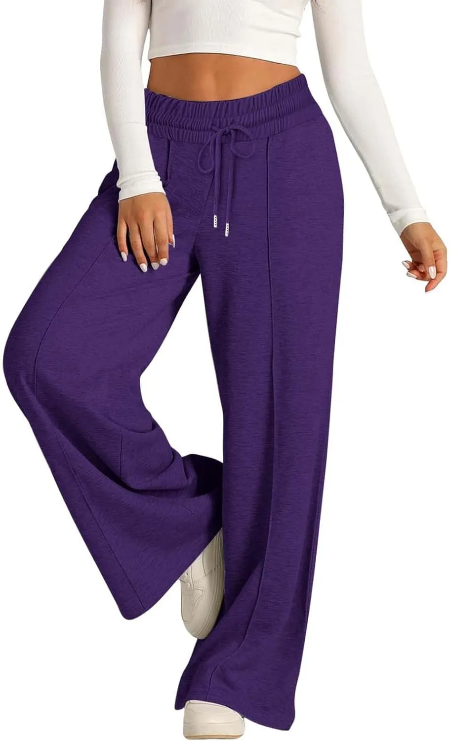 Women's Wide Leg Sweatpant High Waist Baggy Casual Drawstring Running Joggers Pants with Pockets