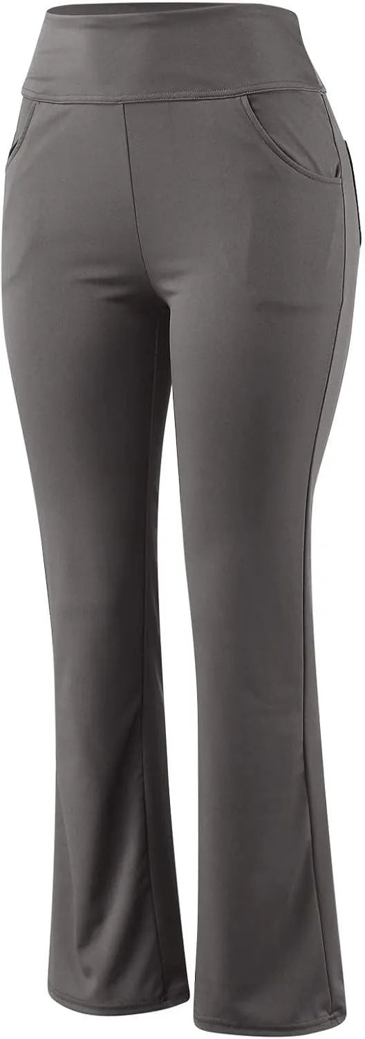 Womens Yoga Pants with Pockets Wide Leg High Waisted Pant Stretchy Workout Pants Tummy Control Bootcut Trousers