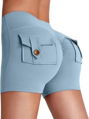 Workout Shorts Women 2025 Fashion Scrunch Butt Workout Cargo Shorts Sexy Butt Lifting High Waisted Yoga Short Pants