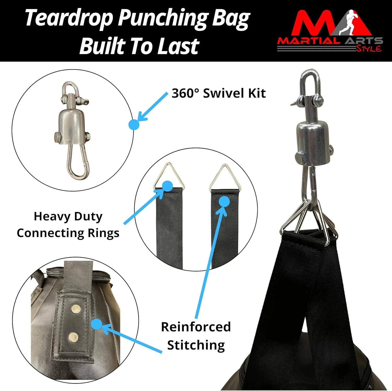 Wrecking Ball Punching Bag, Professional Boxing Teardrop Body Snatcher Bag for Training MMA Kickboxing Muay Thai, Round Shaped Heavy Bag (Unfilled)