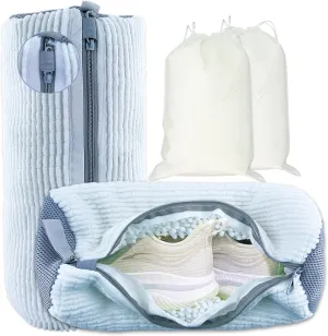 XXL Shoe Washing Machine Bag - 2 Reusable Shoe Cleaning Bags, Shoe Laundry Bag with Zipper Protection Design, 360° Deep Clean for Sneaker Tennis Shoe, Include 2 Shoe Storage Dust Bags (White)