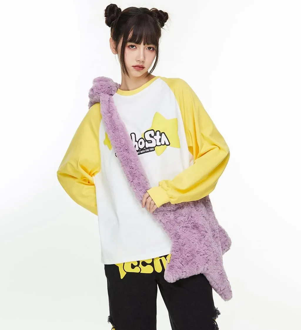 Y2K Furry Purse Star Shaped Heart-shaped Shoulder Bag Faux Fur Pentagram Handbag Fluffy Tote Plush Bag for Women