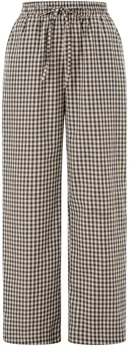 Y2k Striped Pants for Women Elastic Drawstring High Waist Wide Leg Pants Vintage Streetwear Lounge Trousers