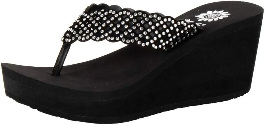 Yellow Box Deloise EVA Wedge Platform Embellished Sandals Clear (9.5, Clear)