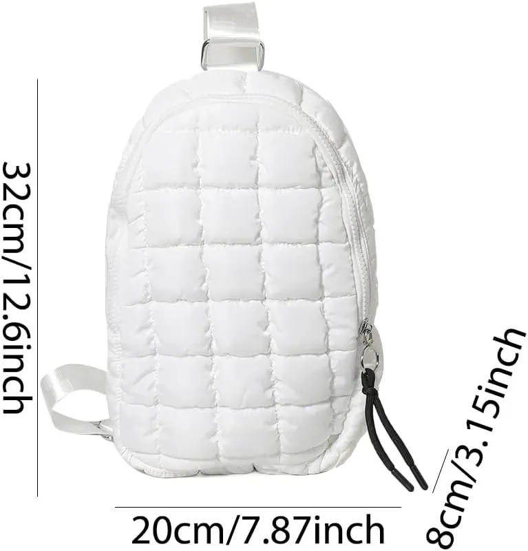 YFGBCX Puffer Quilted Sling Bag Crossbody Purse Women Puffer Fanny Pack Quilted Chest Bag Puffy Daypack Waist Bag, White