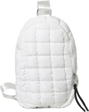 YFGBCX Puffer Quilted Sling Bag Crossbody Purse Women Puffer Fanny Pack Quilted Chest Bag Puffy Daypack Waist Bag, White