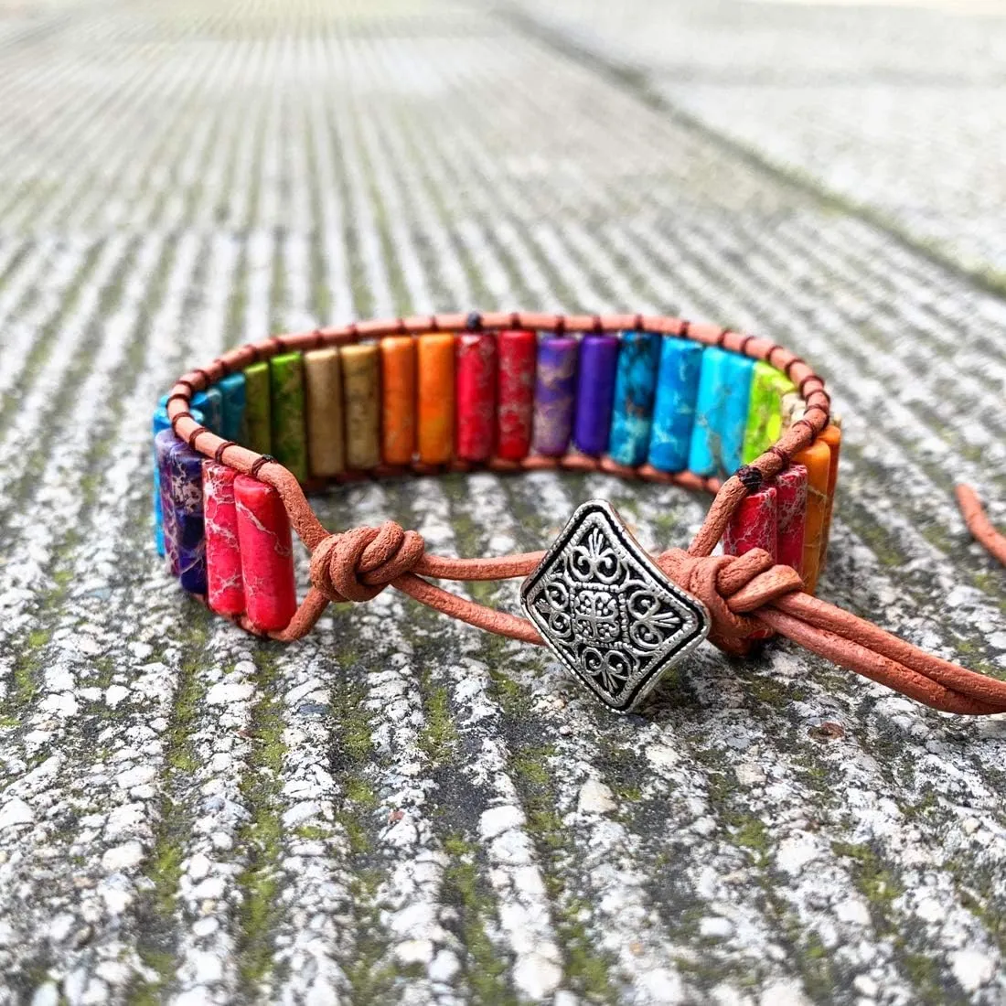 YGLINE 7 Chakra Yoga Bracelet Imperial Jasper Bracelet Adjustable Handmade Beaded Wrap Bracelets Healing Protection Nature Stone Bangle for Women