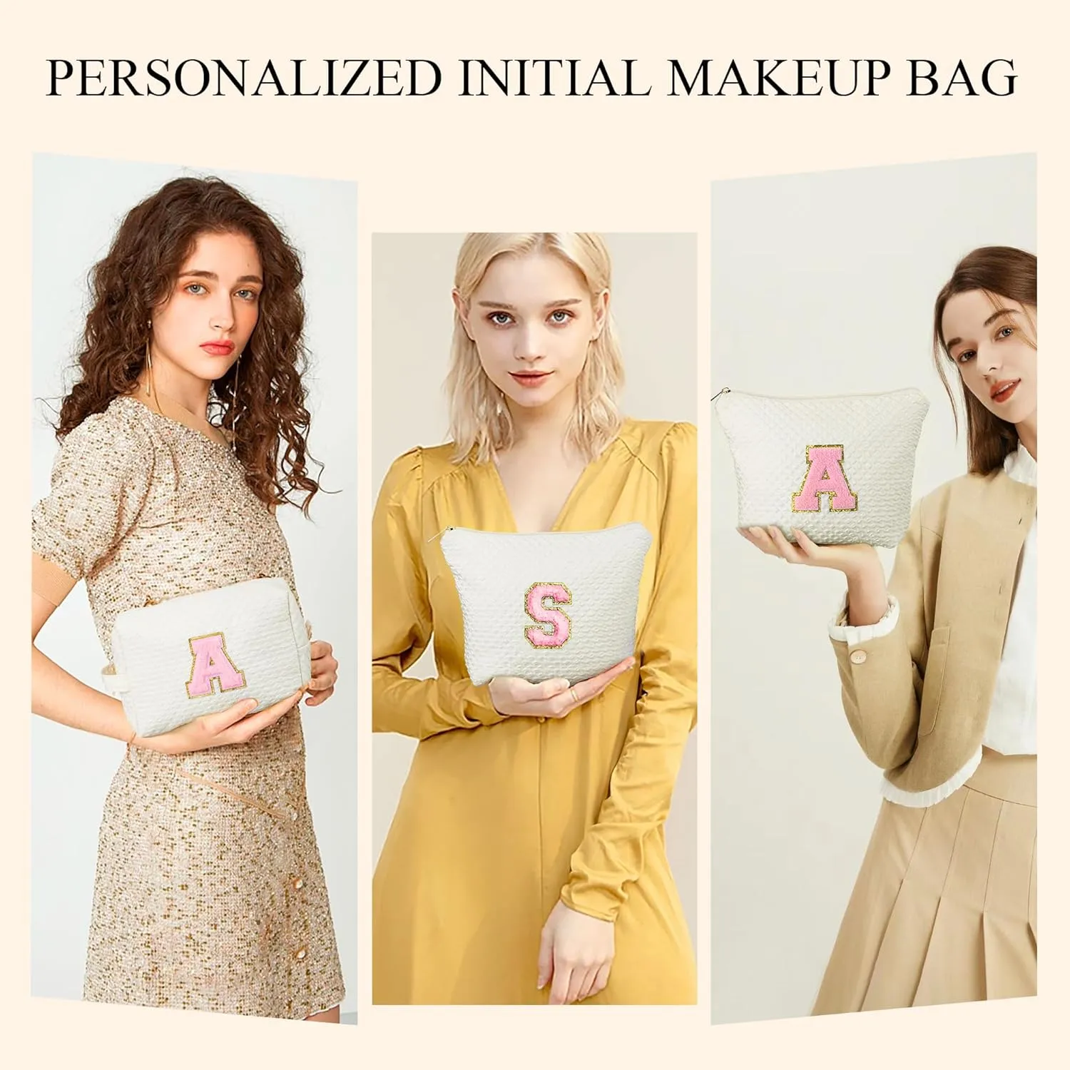 YOOLIFE Gifts for Women - Birthday, Graduation & Mother's Day Gifts, Personalized Initial Monogram Makeup Bag