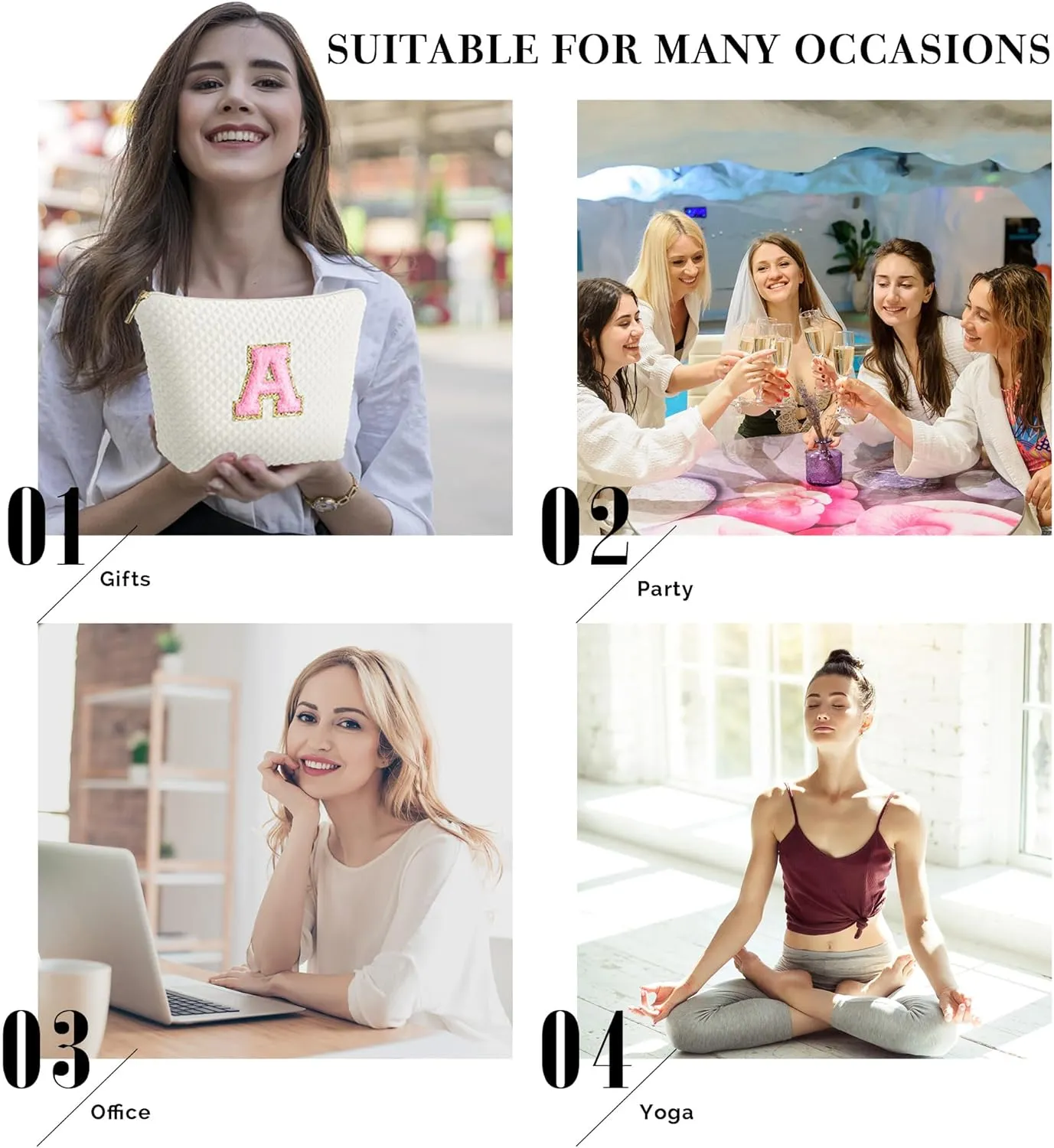 YOOLIFE Gifts for Women - Birthday, Graduation & Mother's Day Gifts, Personalized Initial Monogram Makeup Bag