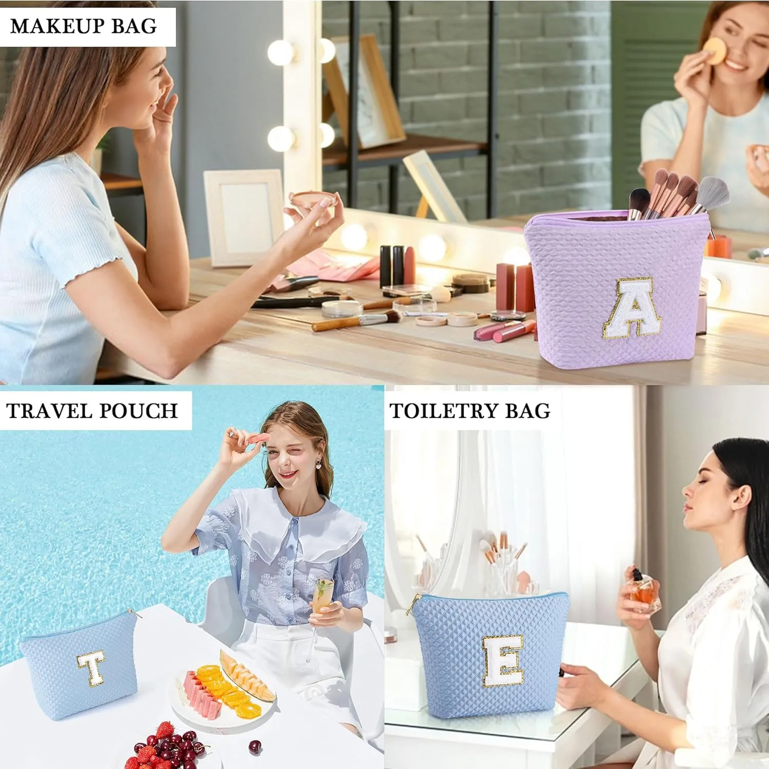 YOOLIFE Gifts for Women - Birthday, Graduation & Mother's Day Gifts, Personalized Initial Monogram Makeup Bag