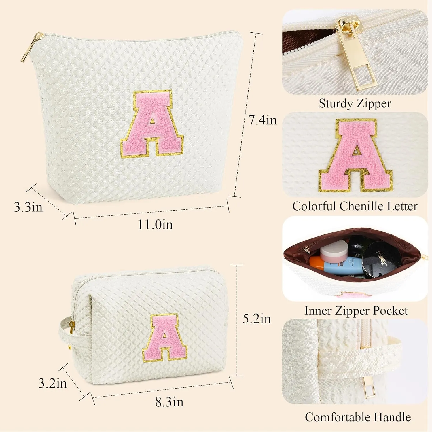 YOOLIFE Gifts for Women - Birthday, Graduation & Mother's Day Gifts, Personalized Initial Monogram Makeup Bag