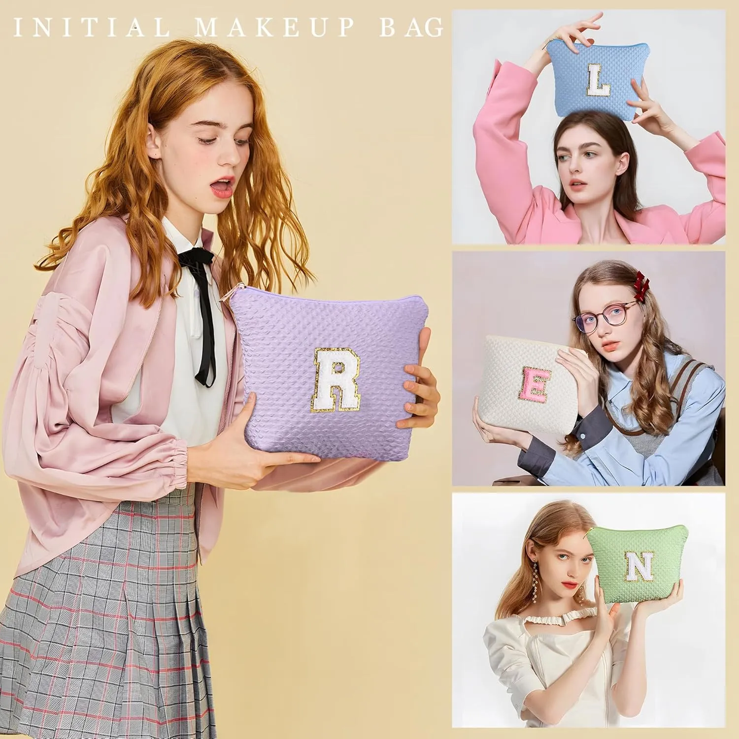 YOOLIFE Gifts for Women - Birthday, Graduation & Mother's Day Gifts, Personalized Initial Monogram Makeup Bag