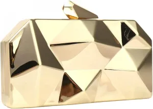 YYW Women Geometric Lattice Pattern Metal Evening Bag Party Wedding Bridal Prom Purse Crossbody Bag with Chain