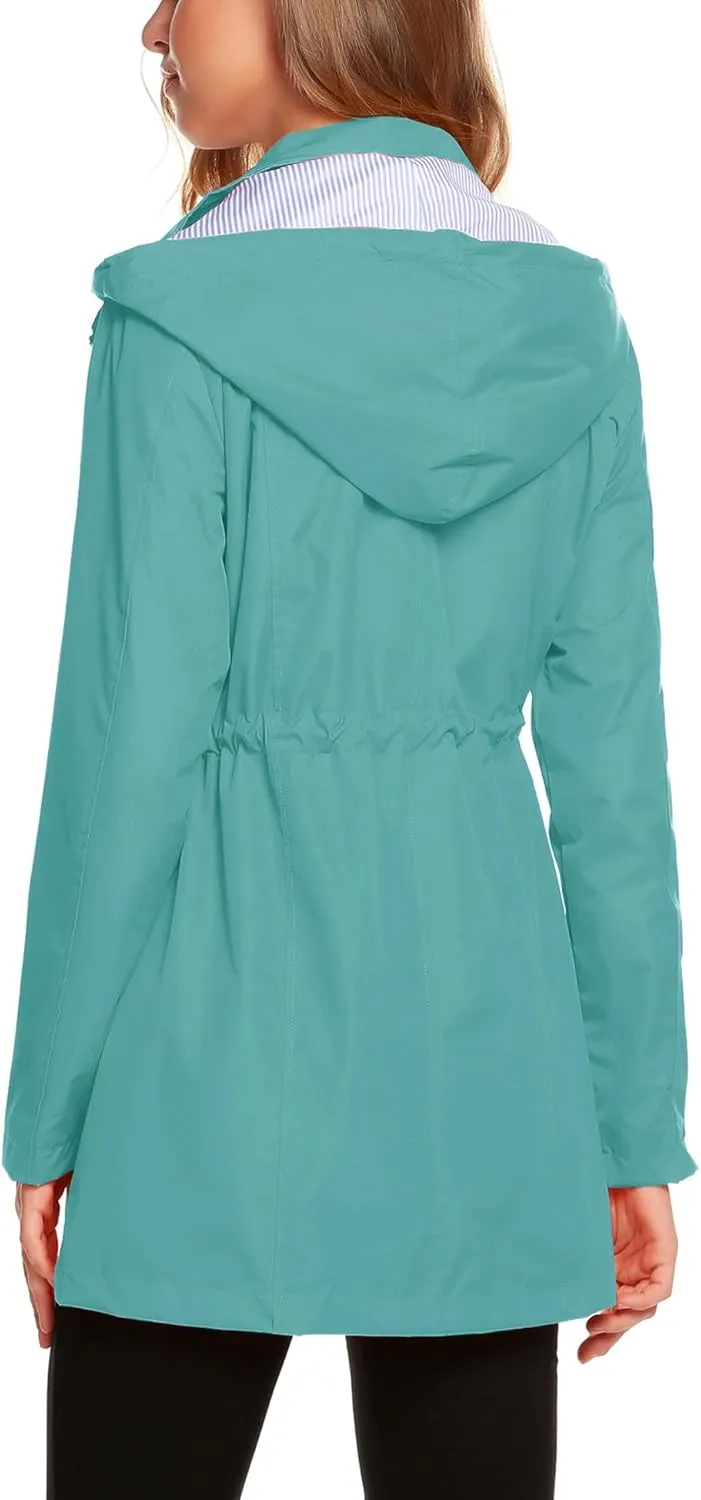 ZHENWEI Womens Lightweight Hooded Waterproof Active Outdoor Rain Jacket S-XXL