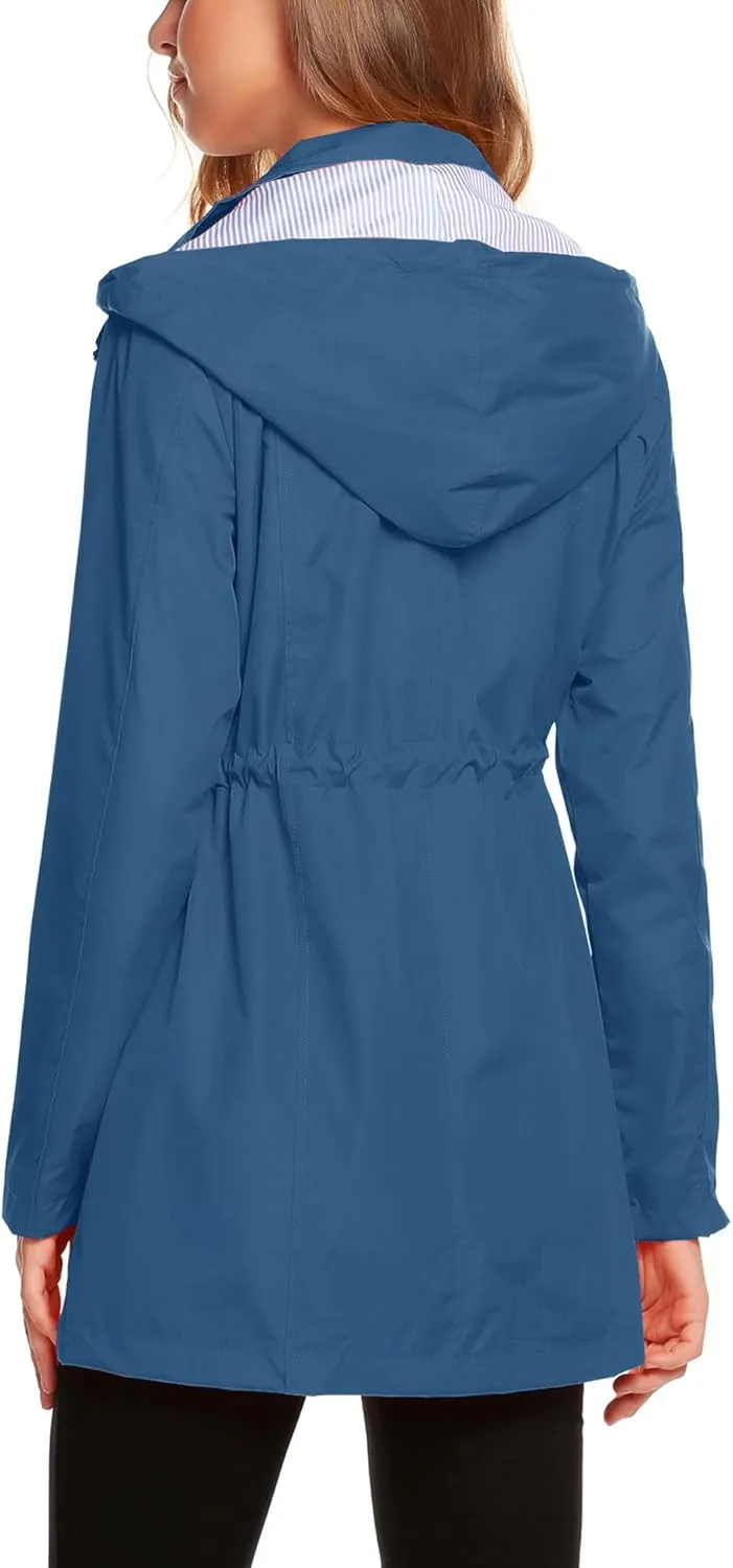 ZHENWEI Womens Lightweight Hooded Waterproof Active Outdoor Rain Jacket S-XXL