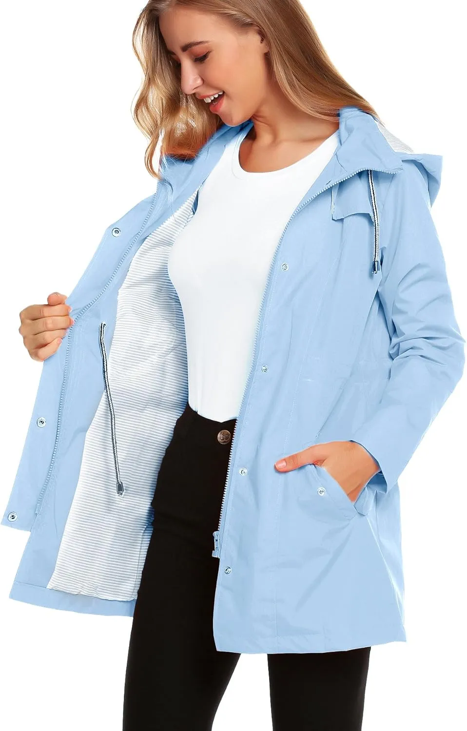 ZHENWEI Womens Lightweight Hooded Waterproof Active Outdoor Rain Jacket S-XXL