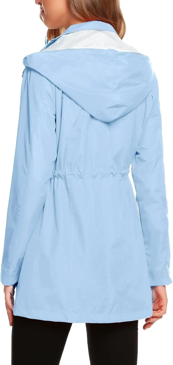 ZHENWEI Womens Lightweight Hooded Waterproof Active Outdoor Rain Jacket S-XXL