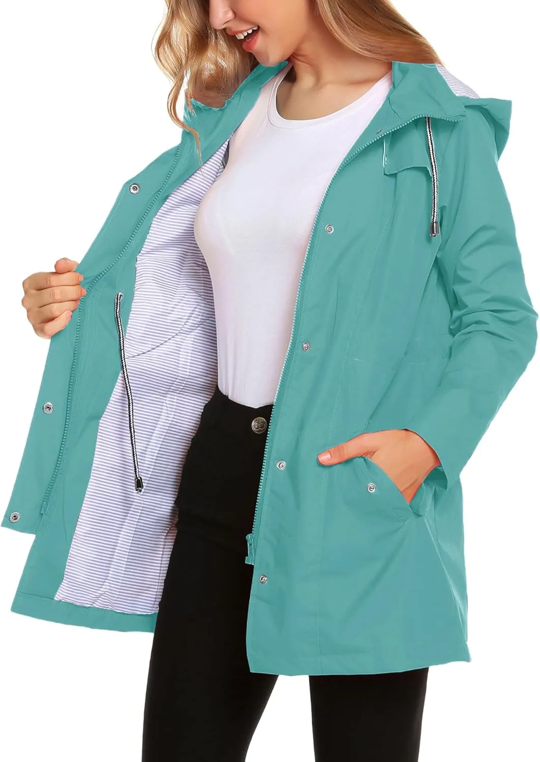 ZHENWEI Womens Lightweight Hooded Waterproof Active Outdoor Rain Jacket S-XXL