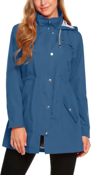 ZHENWEI Womens Lightweight Hooded Waterproof Active Outdoor Rain Jacket S-XXL